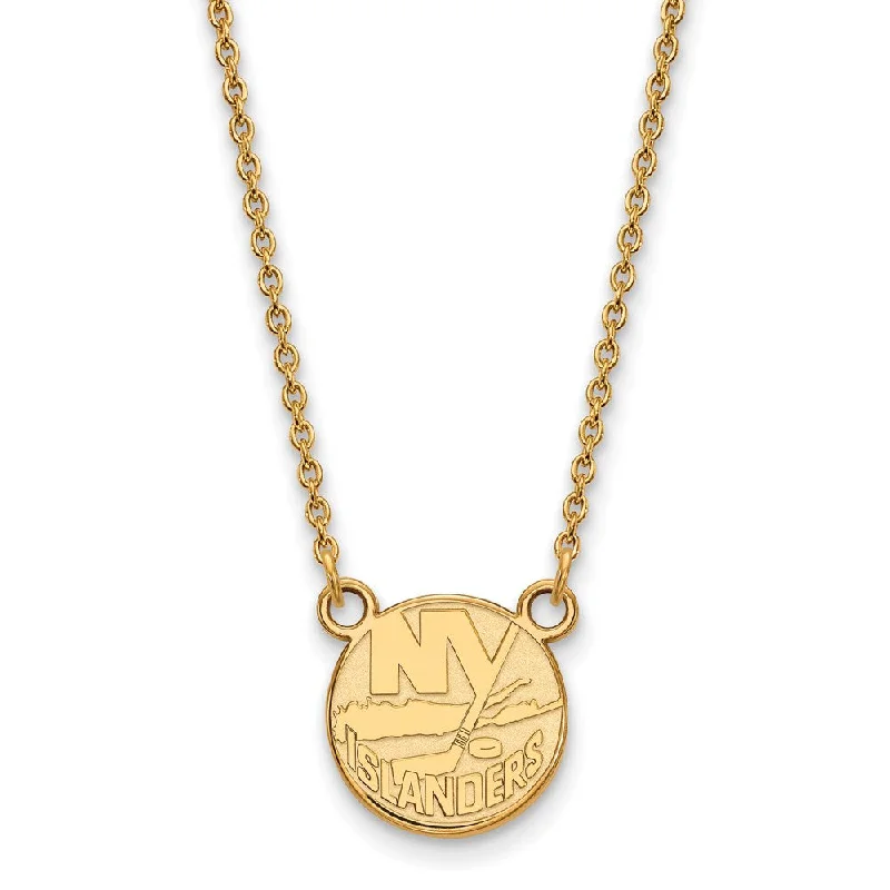 Ladies necklaces with throne pendants -SS 14k Yellow Gold Plated NHL New York Islanders SM Necklace, 18 Inch