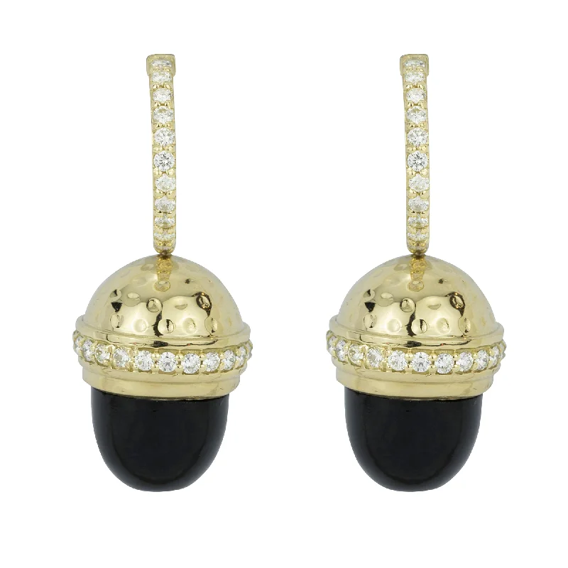 ladies-crystal-teardrop-earrings-Earrings - Black Onyx And Diamond (2262D)