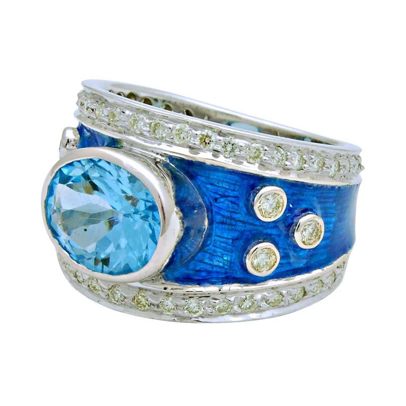 ladies-heart-shank-rings-Ring-Blue Topaz and Diamond (Enamel)