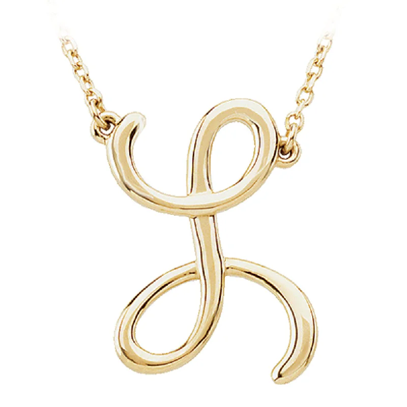 Ladies necklaces ornate flair -14k Yellow Gold, Olivia Collection, Medium Script Initial L Necklace