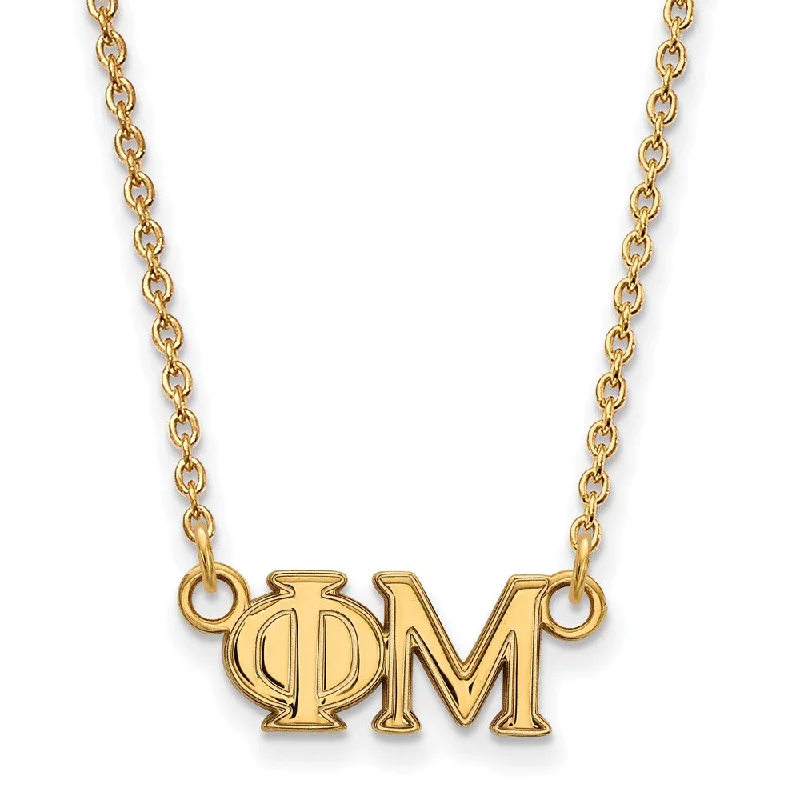 Ladies necklaces with howl pendants -14K Plated Silver Phi Mu Medium Necklace