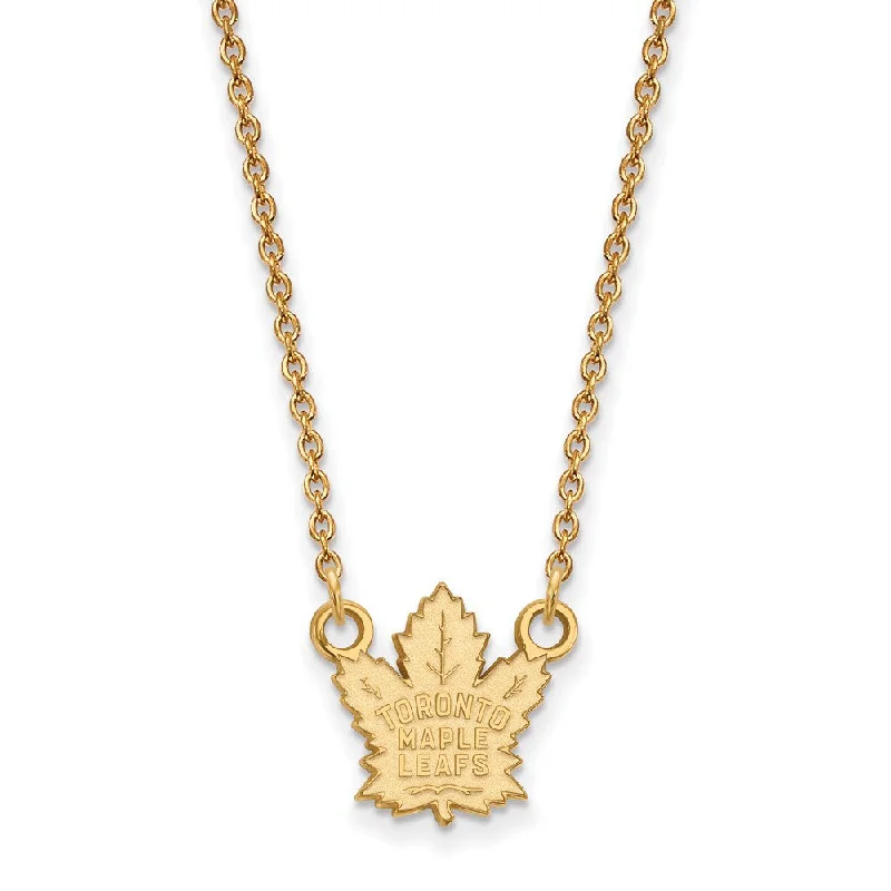 Ladies necklaces pastoral vibes -SS 14k Yellow Gold Plated NHL Toronto Maple Leafs SM Necklace, 18 Inch