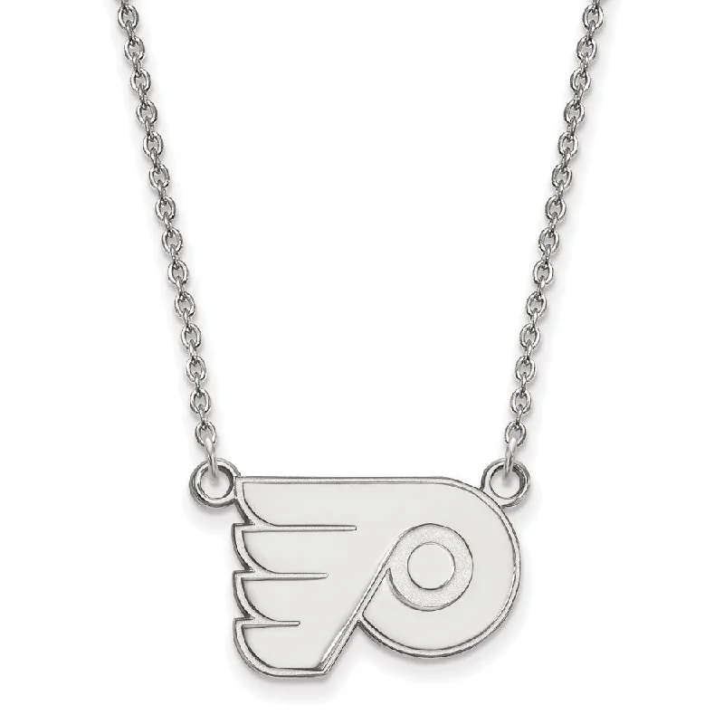 Ladies necklaces with rose rhodonite -10k White Gold NHL Philadelphia Flyers Small Necklace, 18 Inch