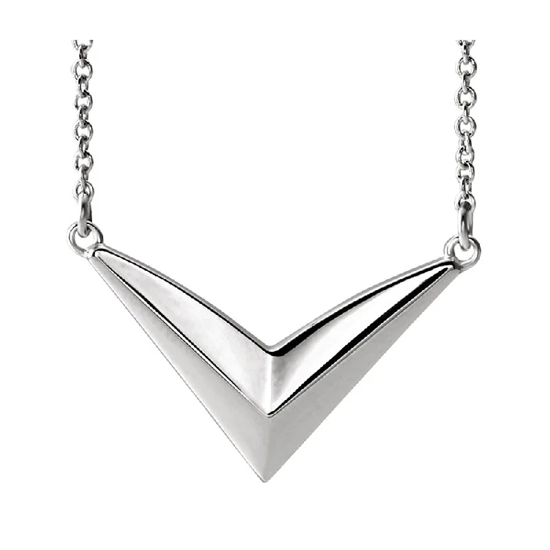 Ladies necklaces polished elegance -Sterling Silver V Shaped Bar Adjustable Necklace, 16-18 Inch