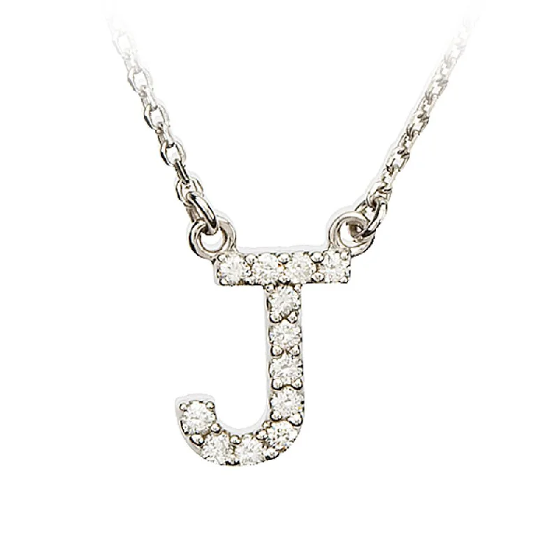 Ladies necklaces with teal amazonite -1/8 Cttw Diamond & 14k White Gold Block Initial Necklace, Letter J