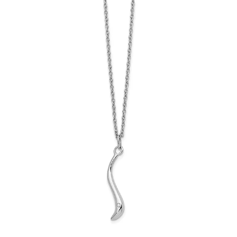 Ladies necklaces with dusk pendants -Serpentine Diamond Necklace in Rhodium Plated Silver, 18-20 Inch