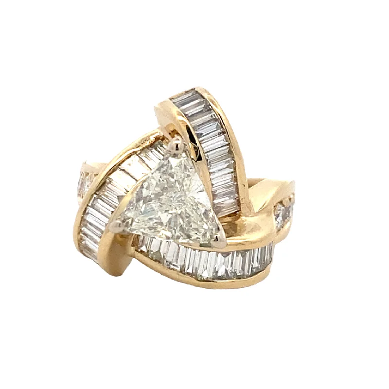 ladies-sapphire-cathedral-rings-Estate Contemporary Style Diamond Ring in Yellow Gold