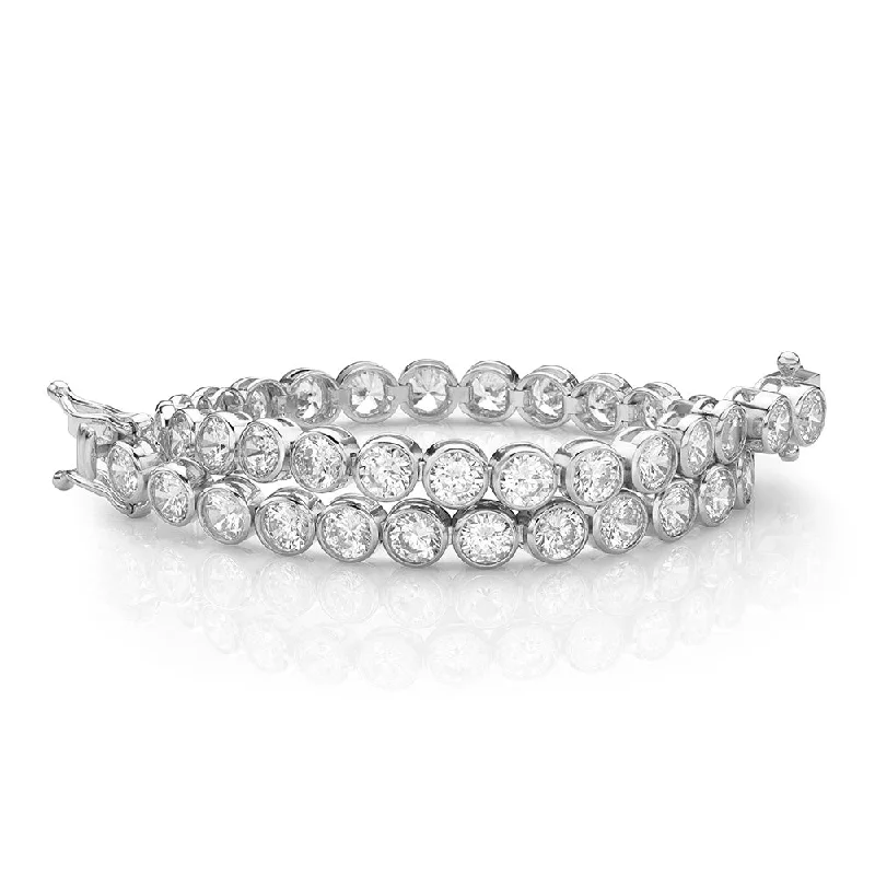 Ladies bracelets for bold elegance -Round Brilliant tennis bracelet with 9.25 carats* of diamond simulants in 10 carat white gold