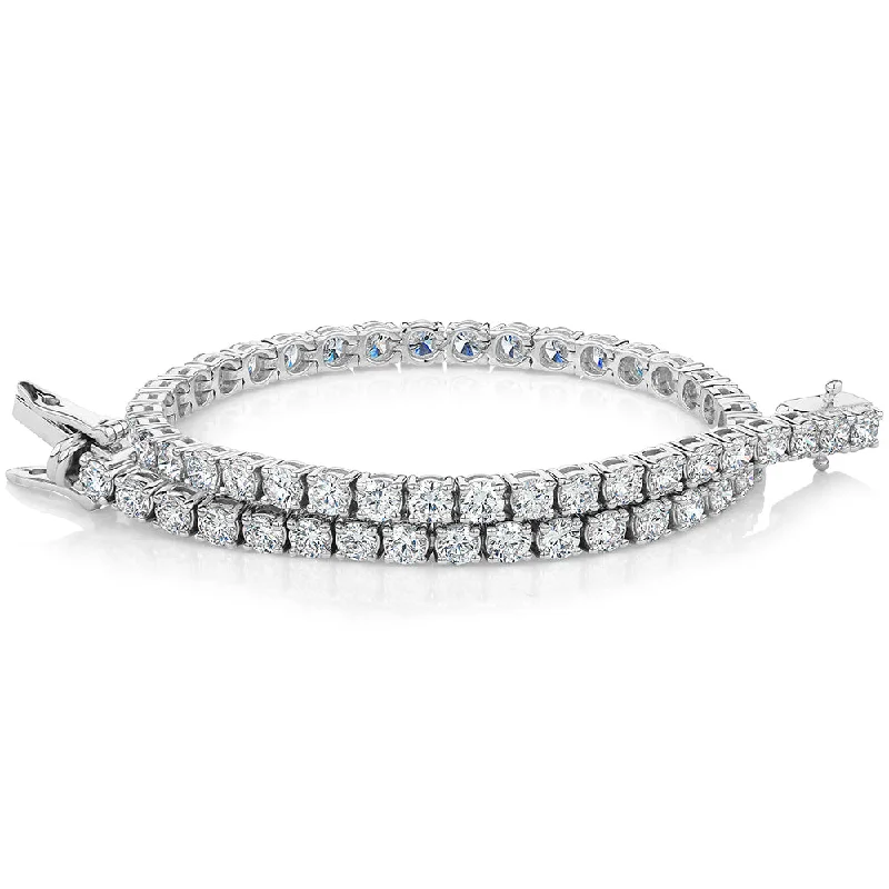 Ladies bracelets fancy charm -Premium Lab-Grown Diamond, 5 carat TW round brilliant tennis bracelet in 14 carat white gold