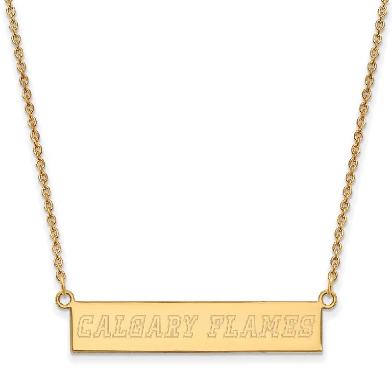 Ladies necklaces with sail pendants -SS 14k Yellow Gold Plated NHL Calgary Flames SM Bar Necklace, 18 Inch