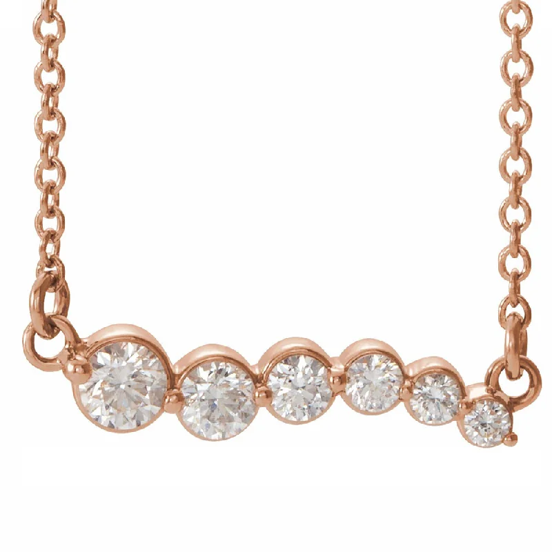 Ladies necklaces funky elegance -14k Rose Gold 1/4 Ctw Diamond Graduated Bar Necklace, 16 or 18 Inch