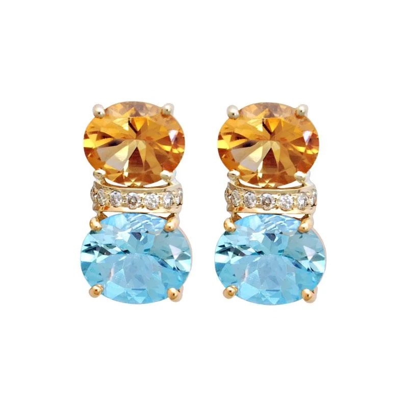 ladies-star-mini-hoop-earrings-Earrings-Blue Topaz, Citrine and Diamond  (1784E)