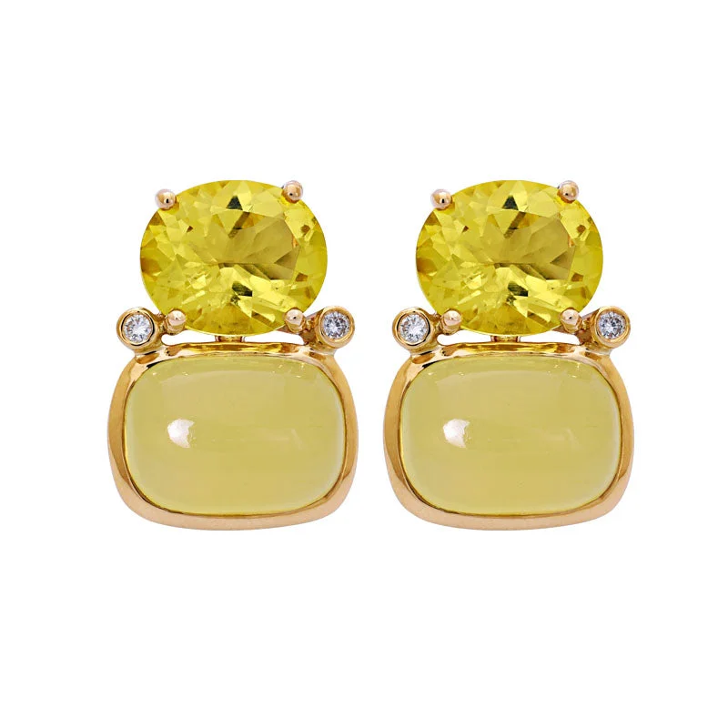 ladies-party-ear-wrap-earrings-Earrings- Lemon Quartz, Beryl and Diamond