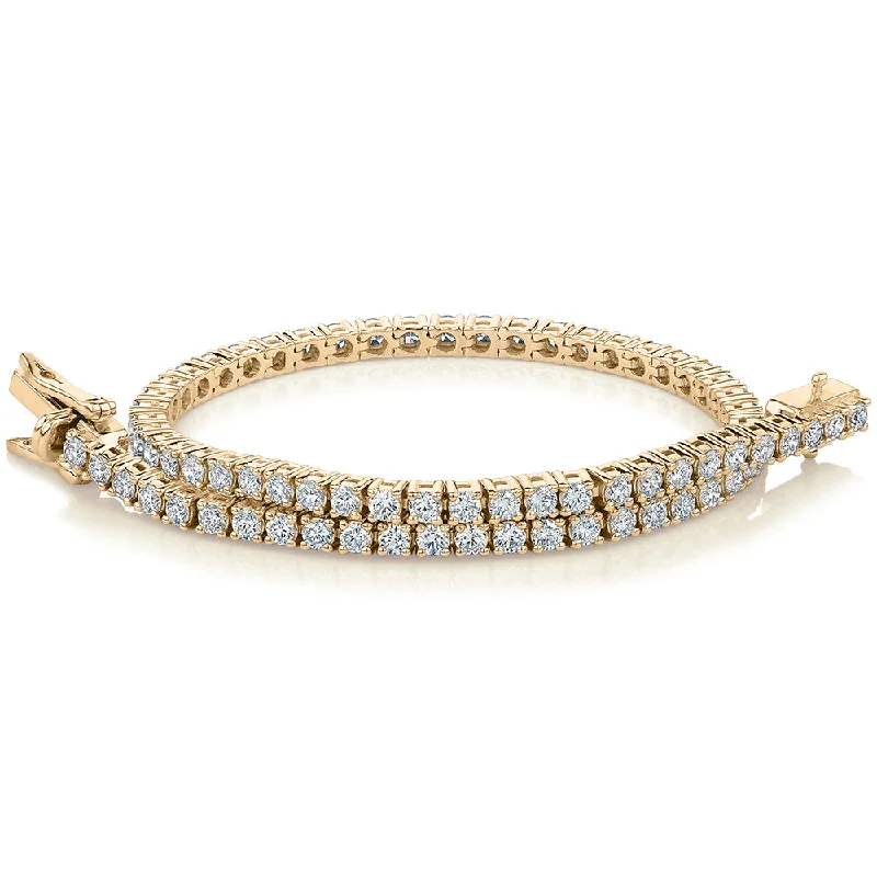 Ladies bracelets modern elegance -Signature Simulant Diamond 3 carat* TW round brilliant tennis bracelet in 10 carat yellow gold