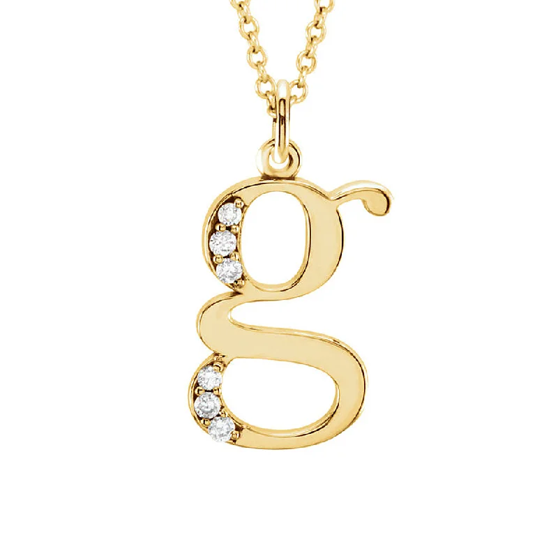 Ladies necklaces for fair charm -The Abbey 14k Yellow Diamond Lower Case Initial 'g' Necklace 16 Inch