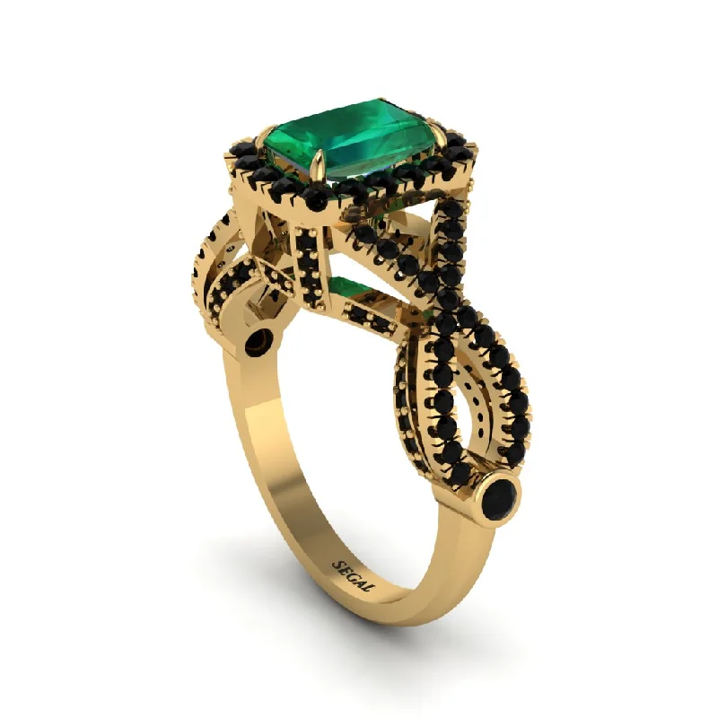 engagement-wedding-bezel-set-rings-Emerald  Halo Radiant Splendor Engagement Ring - Kaylani No. 34