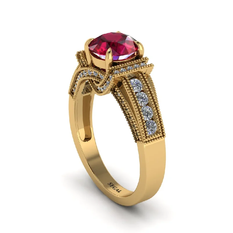 engagement-custom-gold-rings-Ruby Eternal Embrace Milgrain Engagement Ring - Fernanda No. 10