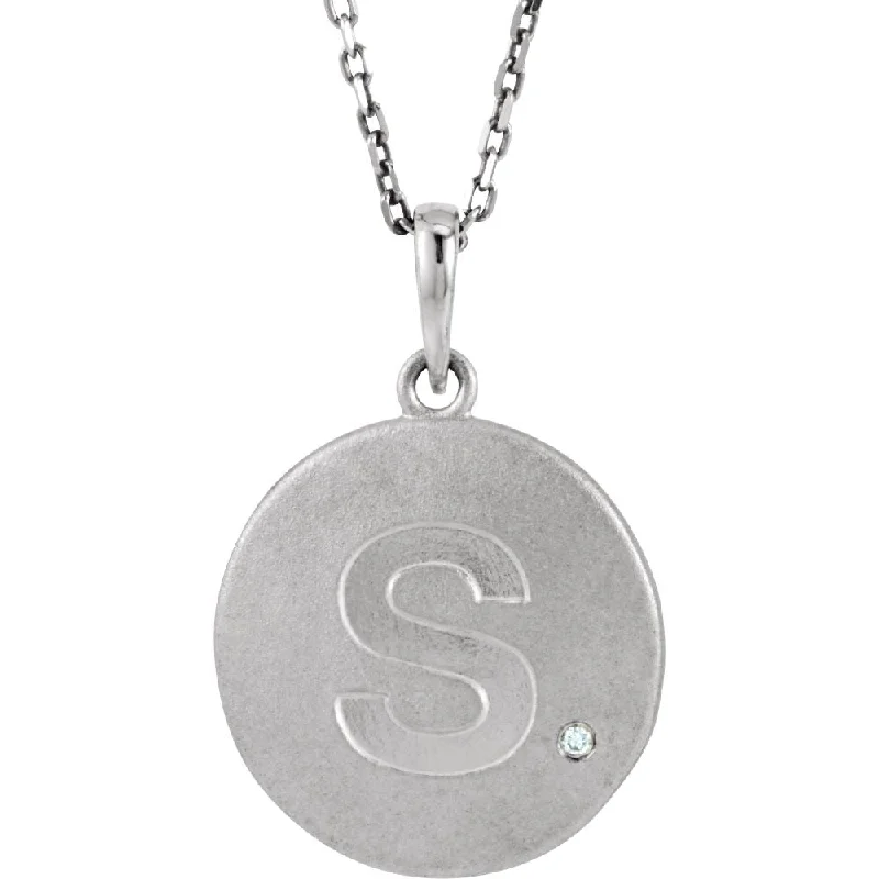 Ladies necklaces for outing vibes -The Emma Sterling Silver Diamond Block Initial S Disc Necklace, 18 In.