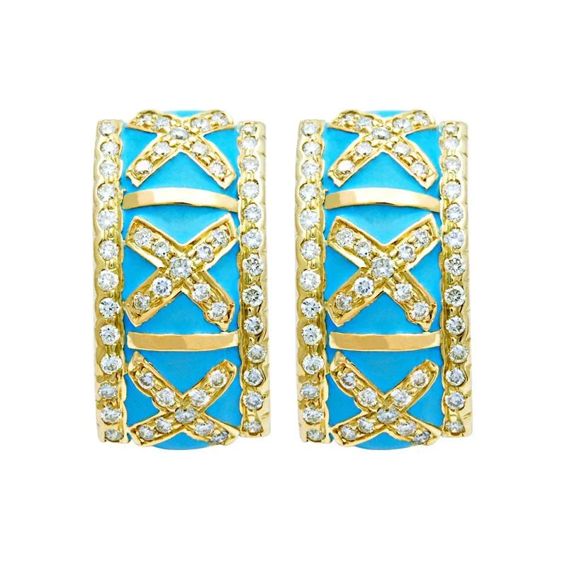 ladies-custom-mini-hoop-earrings-Earrings-Diamond (Enamel)  (2033I)