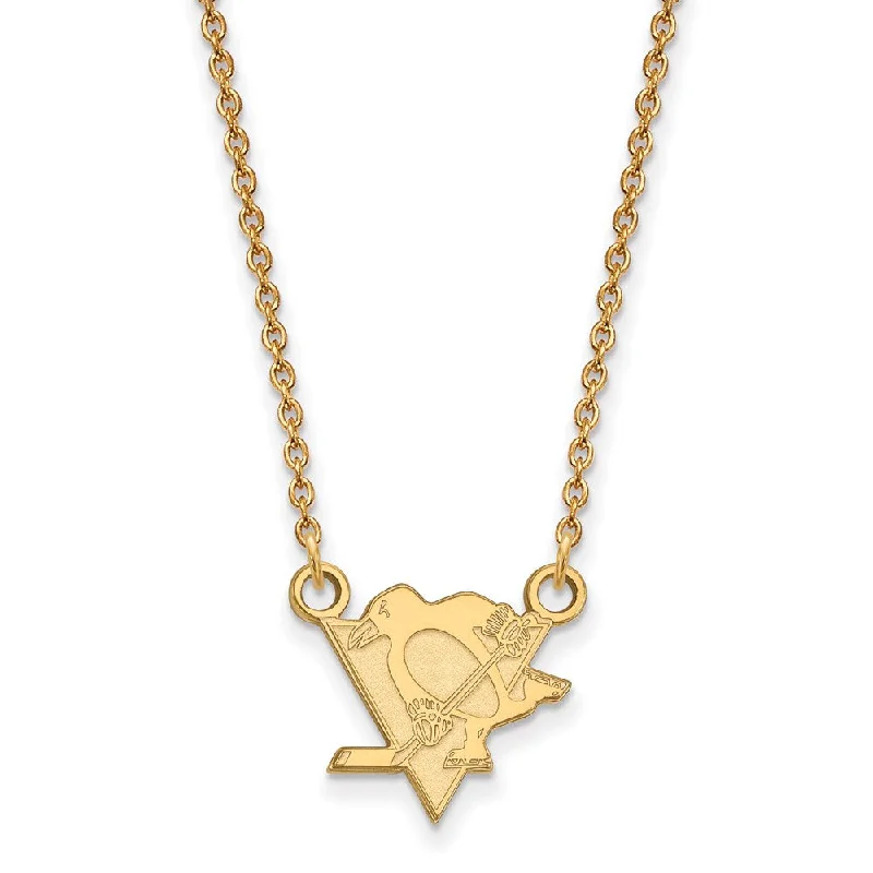 Ladies necklaces with cotton threads -SS 14k Yellow Gold Plated NHL Pittsburgh Penguins SM Necklace, 18 Inch