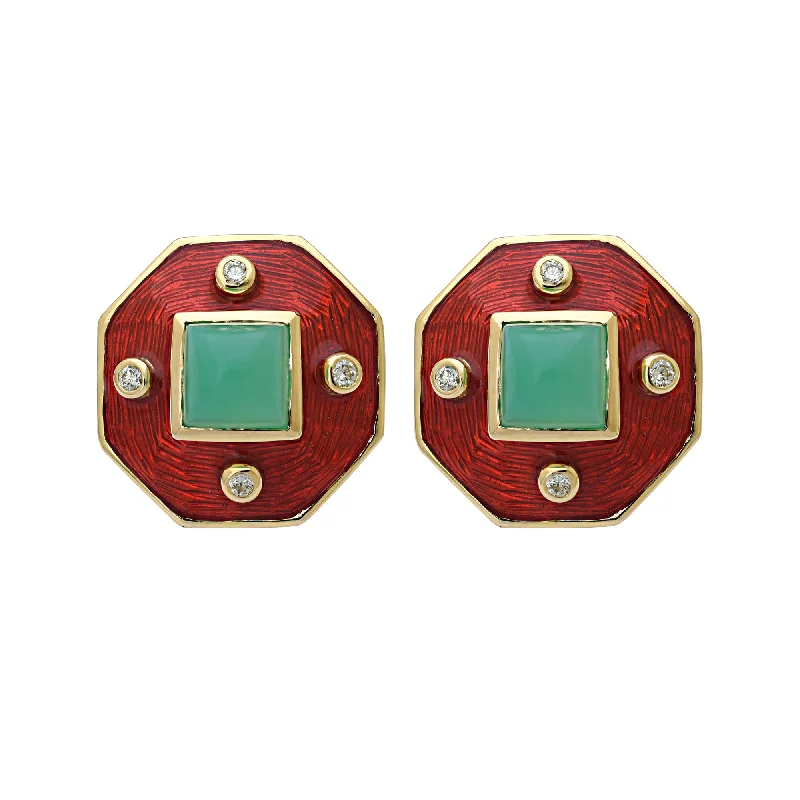 ladies-cross-bar-drop-earrings-Earrings- Chrysoprase And Diamond (Enamel)