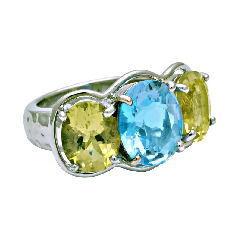 ladies-unique-diamond-rings-Ring-Blue Topaz and Lemon Quartz