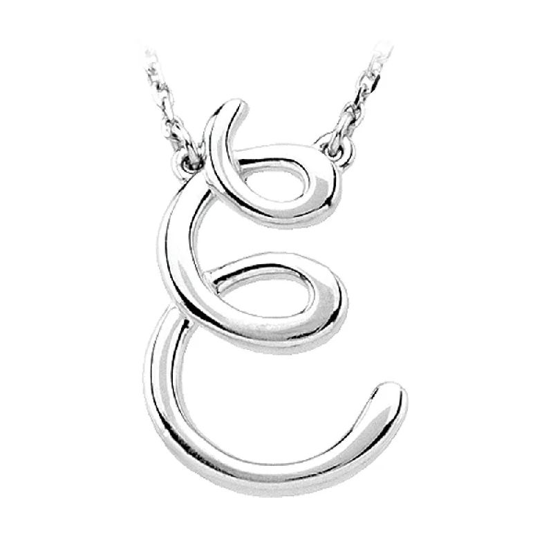 Ladies necklaces classic elegance -Sterling Silver, Olivia Collection, Medium Script Initial E Necklace