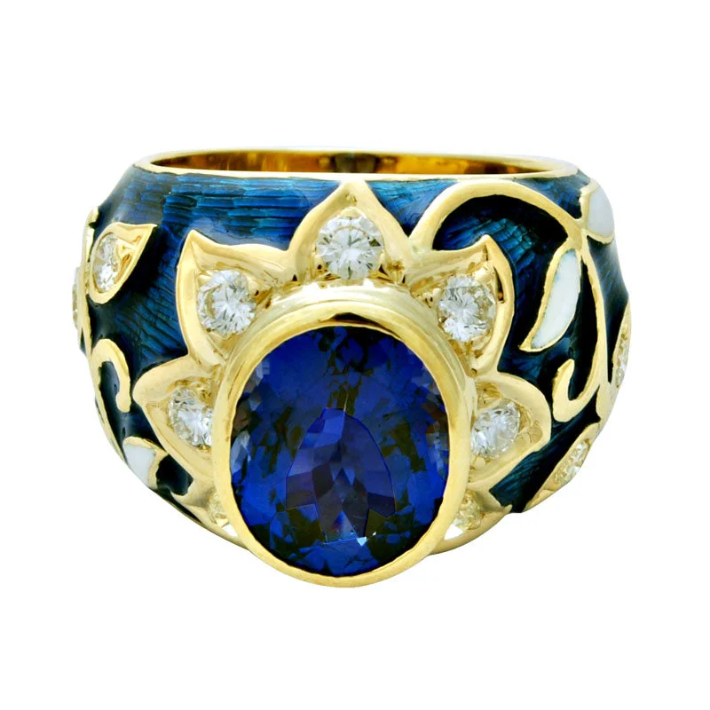 ladies-rose-gold-accent-rings-Ring-Tanzanite and Diamond (Enamel)