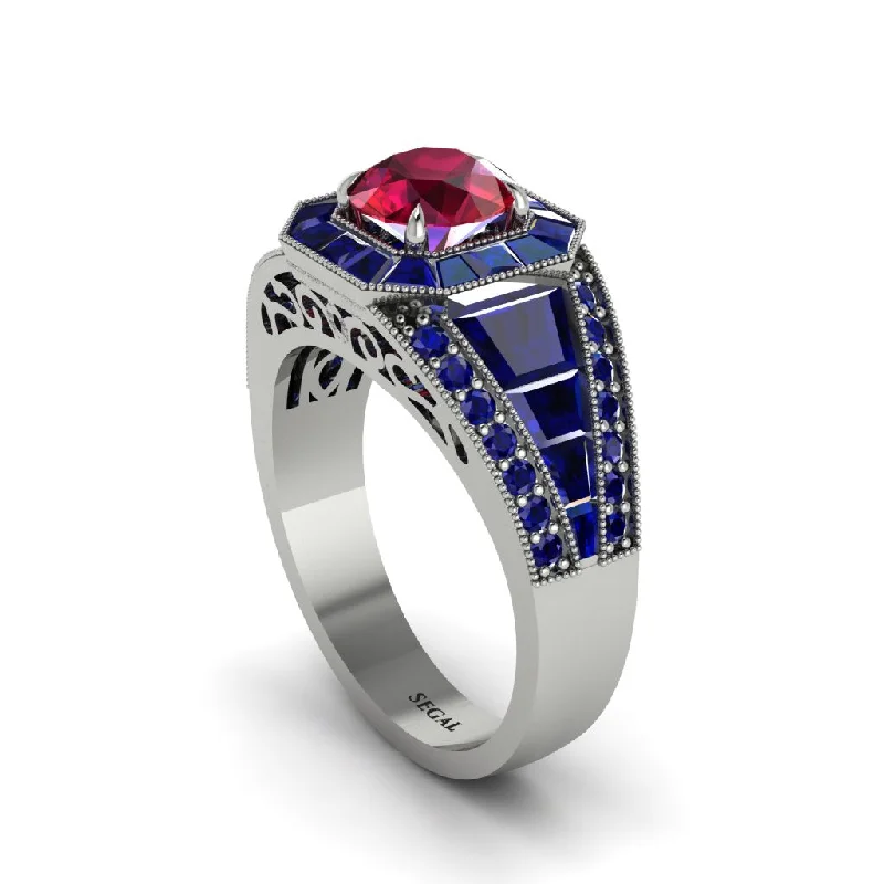 engagement-elegant-flush-set-rings-Ruby Royal Radiance Halo Engagement Ring - Liana No. 72