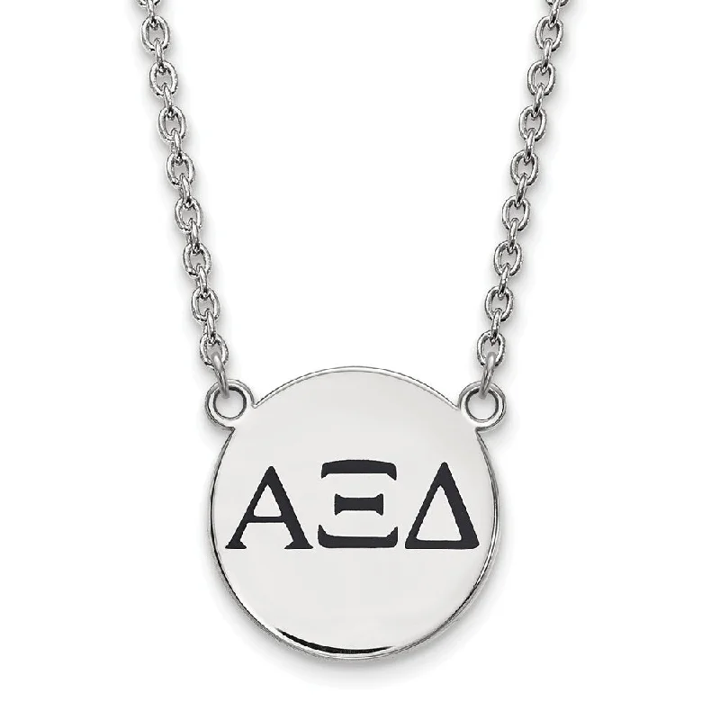 Ladies necklaces for kin vibes -Sterling Silver Alpha Xi Delta Large Enamel Greek Letters Necklace