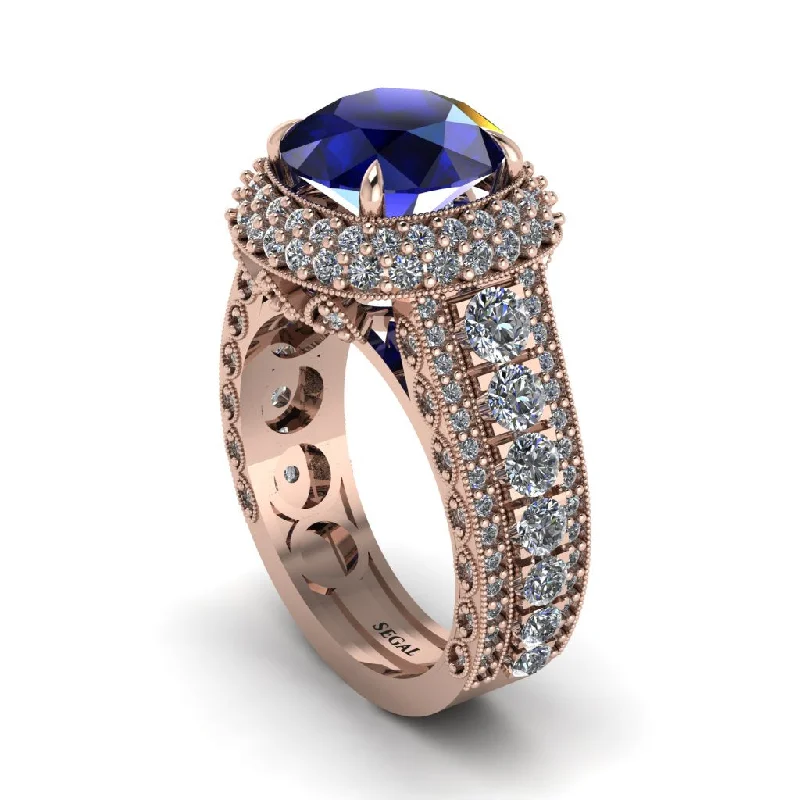 engagement-modern-platinum-rings-Sapphire Radiant Majesty Pave Engagement Ring - Cataleya No. 14