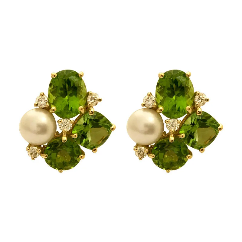 ladies-silver-gold-earrings-Earrings - Peridot and Diamond