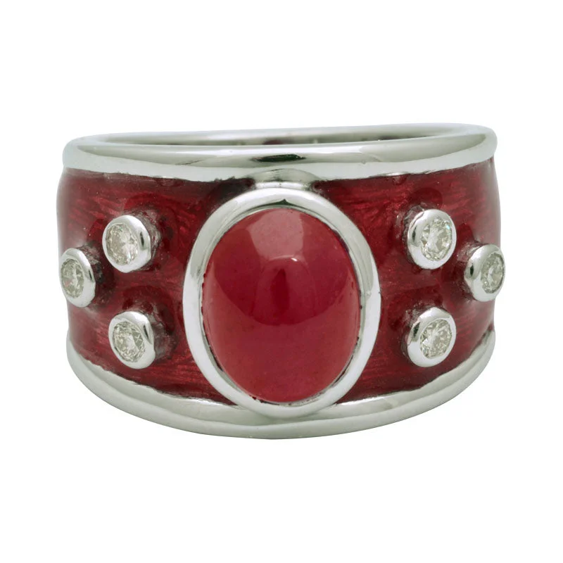 ladies-wedding-channel-set-rings-Ring-Ruby and Diamond (Enamel)