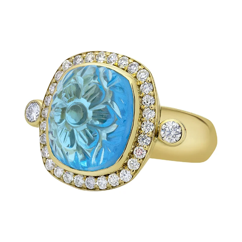 ladies-rose-gold-cathedral-rings-Ring - Blue Topaz And Diamond