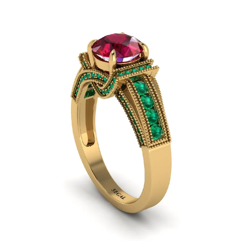 engagement-wedding-flush-set-rings-Ruby Eternal Embrace Milgrain Engagement Ring - Fernanda No. 25