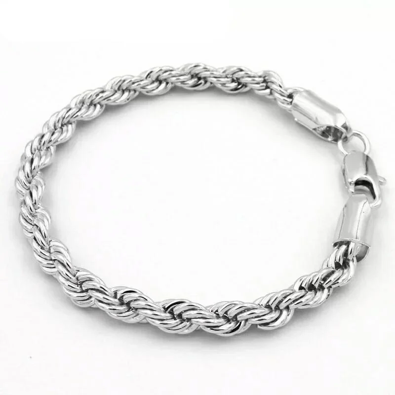 Ladies bracelets arched flair -Stainless Steel 4mm  Rope Chain  Bracelet