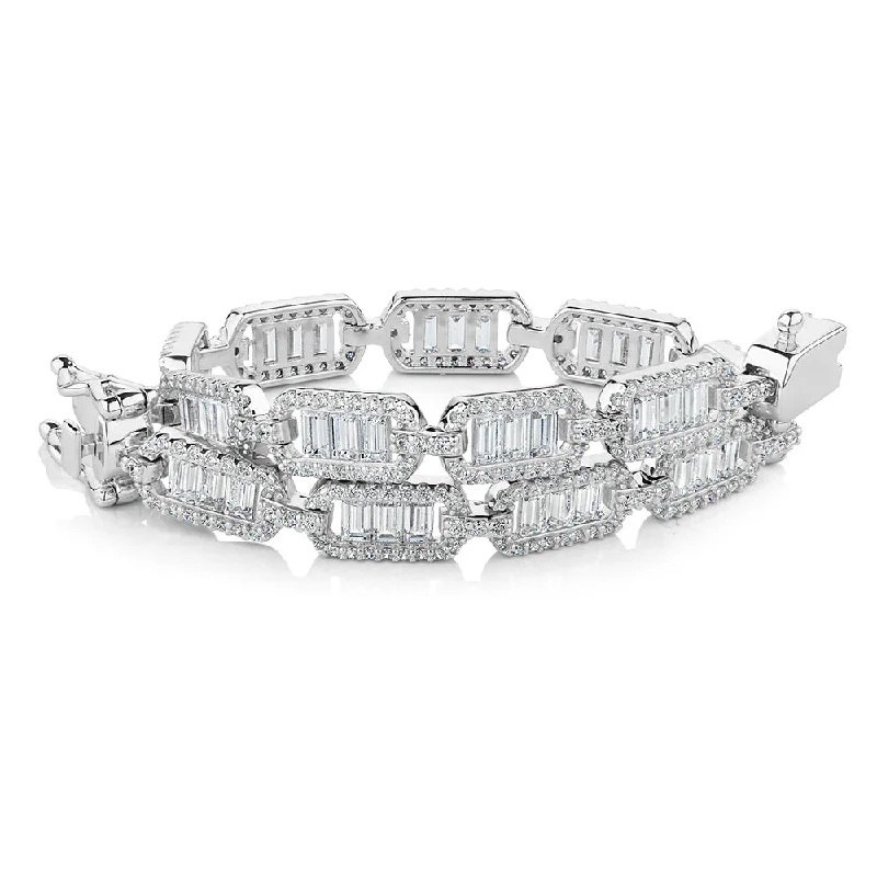 Ladies bracelets classic charm -Statement bracelet with 6.63 carats* of diamond simulants in sterling silver