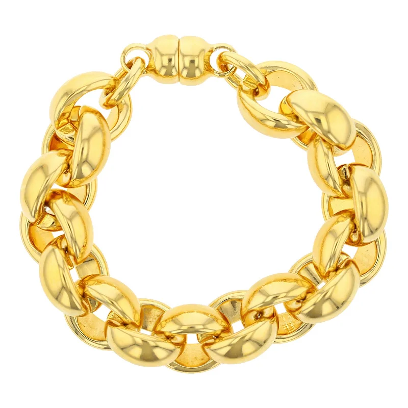 Ladies bracelets fancy charm -14K Yellow Gold Italian Link Bracelet