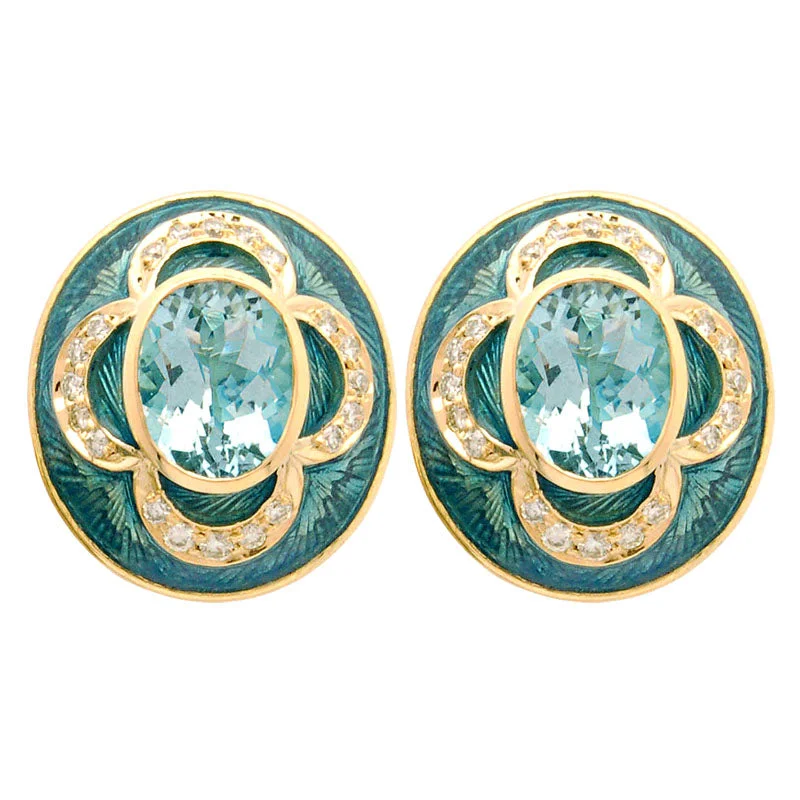 ladies-statement-ear-wrap-earrings-Earrings- Aquamarine And Diamond (Enamel) (1193L)