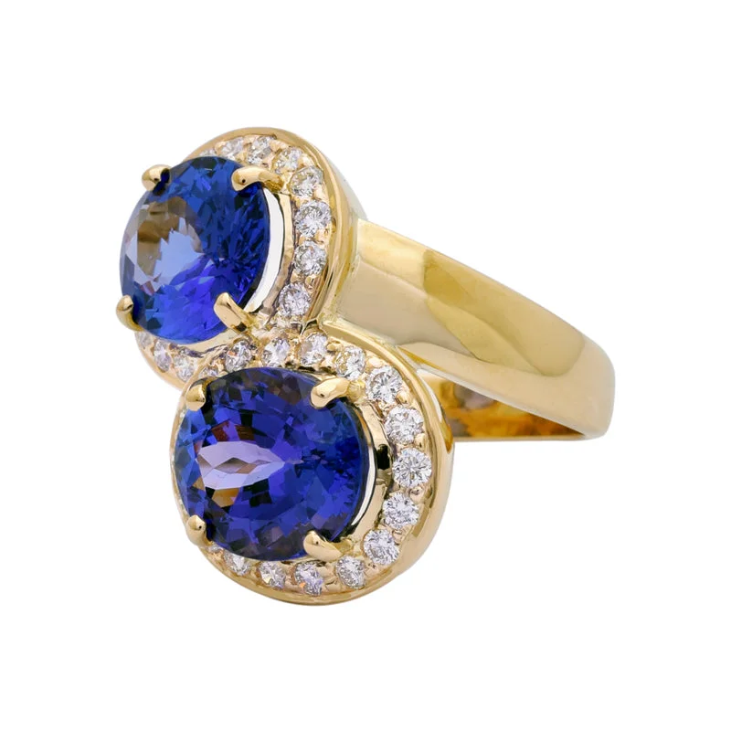 ladies-silver-channel-set-rings-Ring- Tanzanite and Diamond