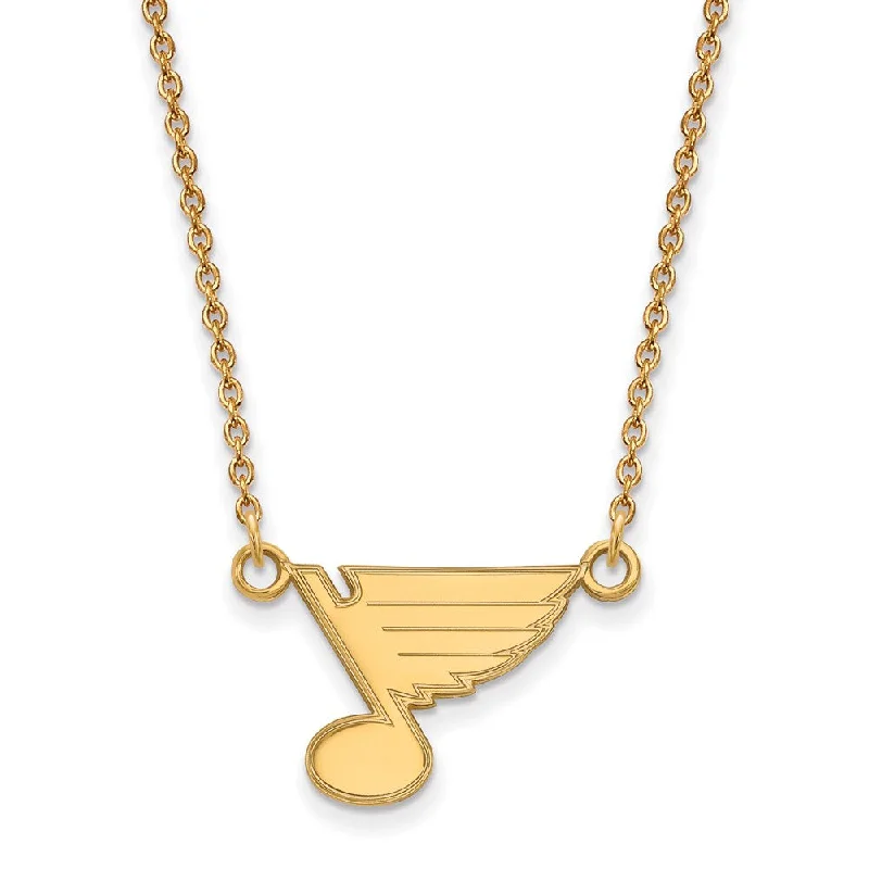 Ladies necklaces artisan elegance -14k Yellow Gold NHL St. Louis Blues Small Necklace, 18 Inch