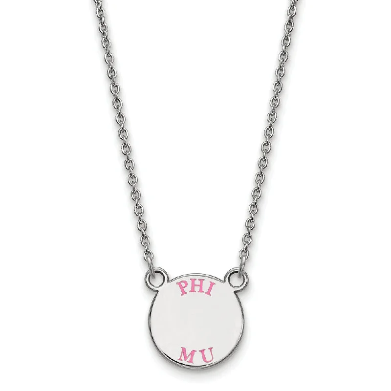 Ladies necklaces for milestone birthdays -Sterling Silver Phi Mu XS (Tiny) Red Enamel Disc Necklace