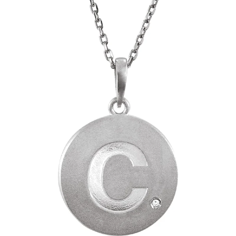 Ladies necklaces coiled charm -The Emma Sterling Silver Diamond Block Initial C Disc Necklace, 18 In.