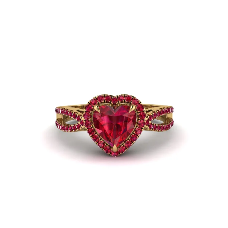 engagement-affordable-emerald-rings-Heart's Ruby Embrace Engagement Ring - Alison No. 55