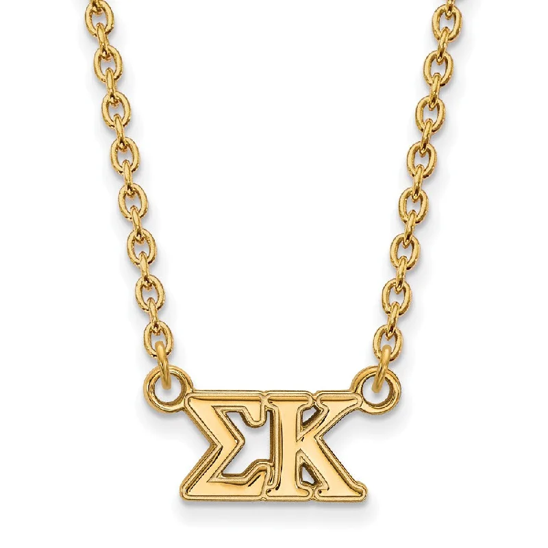 Ladies necklaces with oak pendants -14K Plated Silver Sigma Kappa Medium Necklace