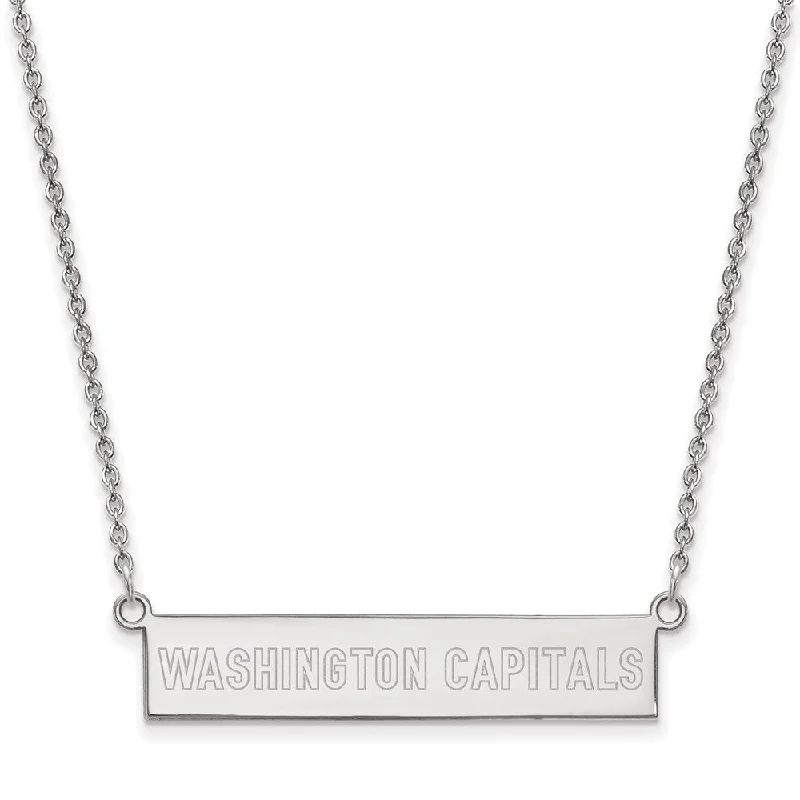 Ladies necklaces with petal pendants -Sterling Silver NHL Capitals SM Bar Necklace, 18 In