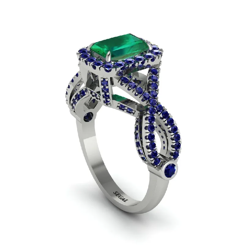 engagement-classic-silver-rings-Emerald  Halo Radiant Splendor Engagement Ring - Kaylani No. 66