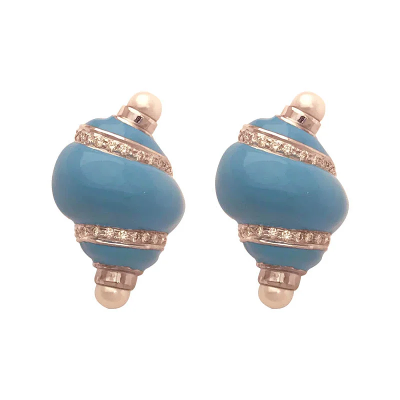 ladies-cross-ear-wrap-earrings-Earrings- F.W. Pearl & Diamond (Enamel) In Sterling Silver  (254CS)