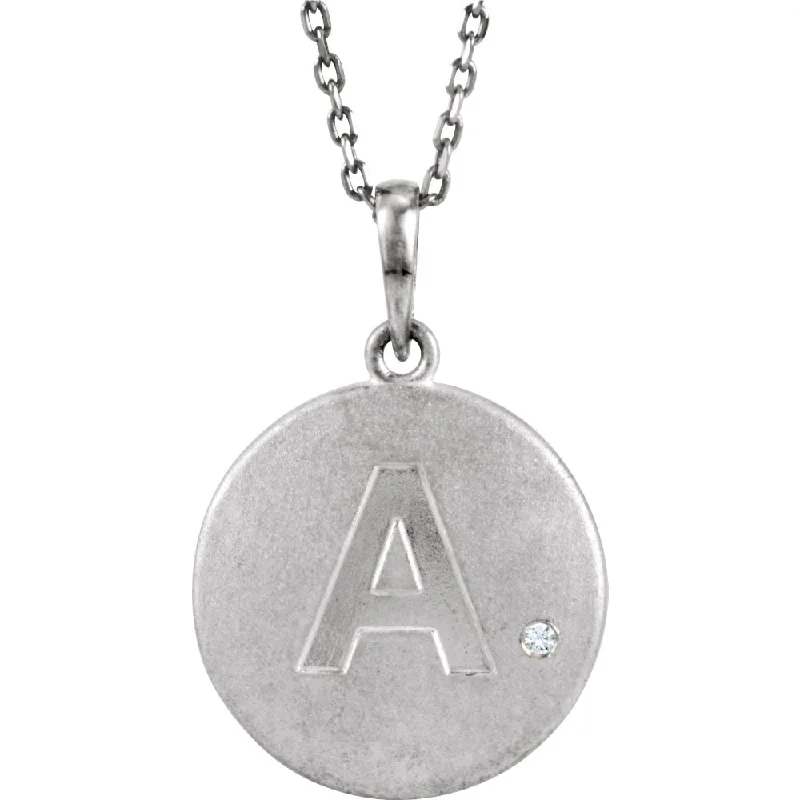 Ladies necklaces shiny charm -The Emma Sterling Silver Diamond Block Initial A Disc Necklace, 18 In.