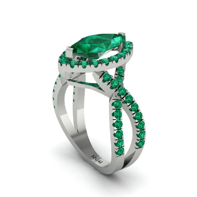 engagement-unique-diamond-rings-Emerald Marquise Split Shank Engagement Ring - Carly No. 21